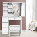 Artiss Dressing Table White Sliding Mirror Stool Set Diane
