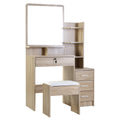 Artiss Dressing Table 4 Drawer Oak Stool Set
