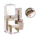 Artiss Dressing Table 4 Drawer Oak Stool Set