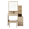 Artiss Dressing Table 4 Drawer Oak Stool Set
