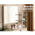 Artiss Dressing Table 4 Drawer Oak Stool Set