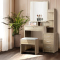 Artiss Dressing Table 4 Drawer Oak Stool Set