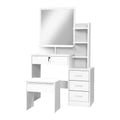 Artiss Dressing Table 4 Drawers White Stool Set
