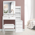 Artiss Dressing Table 4 Drawers White Stool Set