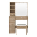 Artiss Dressing Table 10 LED Bulbs Wood Stool Mirror