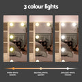 Artiss Dressing Table 10 LED Bulbs Wood Stool Mirror