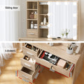 Artiss Dressing Table 10 LED Bulbs Wood Stool Mirror