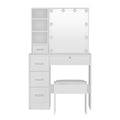 Artiss Dressing Table White LED Bulbs Stool Set