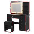 Artiss Dressing Table LED Vanity Desk Set Stool Black