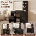 Artiss Dressing Table LED Vanity Desk Set Stool Black