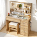 Artiss LED Vanity Dressing Table Desk Set w Stool Wood
