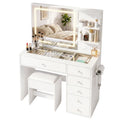 Artiss LED Vanity Dressing Table Desk Set White Stool