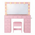 Artiss Dressing Table Charging Station LED Vanity Desk Set Stool Glass Top Make up Mirror Storage Drawer Pink