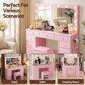 Artiss Dressing Table Charging Station LED Vanity Desk Set Stool Glass Top Make up Mirror Storage Drawer Pink