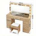 Artiss Dressing Table Vanity Desk w/ Stool LED Bulbs Wood