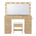 Artiss Dressing Table Vanity Desk w/ Stool LED Bulbs Wood
