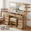 Artiss Dressing Table Vanity Desk w/ Stool LED Bulbs Wood