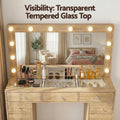 Artiss Dressing Table Vanity Desk w/ Stool LED Bulbs Wood