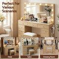 Artiss Dressing Table Vanity Desk w/ Stool LED Bulbs Wood