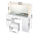 Artiss Dressing Table Vanity Desk LED Mirror Stool White
