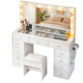 Artiss Dressing Table Vanity Desk LED Mirror Stool White