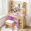 Artiss Dressing Table Vanity Desk 10 LED RGB Light Wood