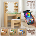 Artiss Dressing Table Vanity Desk 10 LED RGB Light Wood