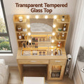 Artiss Dressing Table Vanity Desk 10 LED RGB Light Wood