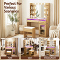 Artiss Dressing Table Vanity Desk 10 LED RGB Light Wood
