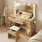 Artiss Dressing Table Vanity Desk LED RGB Light Wood