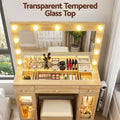 Artiss Dressing Table Vanity Desk LED RGB Light Wood