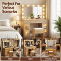 Artiss Dressing Table Vanity Desk LED RGB Light Wood