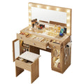 Artiss Dressing Table Vanity Desk LED RGB Light Wood