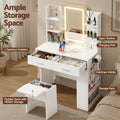 Artiss Dressing Table LED Vanity Desk White Stool