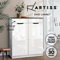 Artiss Shoe Rack Cabinet 30 Pairs White Wooden Storage