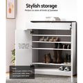 Artiss Shoe Rack Cabinet 30 Pairs White Wooden Storage