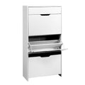 Artiss Shoe Rack Cabinet 24 Pairs White Luna Storage Organiser