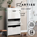 Artiss Shoe Rack Cabinet 24 Pairs White Luna Storage Organiser
