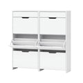 Artiss 2x Shoe Cabinet Organiser 3 Flip Drawer High Gloss White