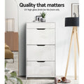 Artiss 2x Shoe Cabinet Organiser 3 Flip Drawer High Gloss White