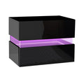 Artiss LED Bedside Table 2 Drawers Black