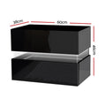 Artiss LED Bedside Table 2 Drawers Black