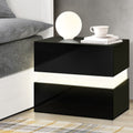 Artiss LED Bedside Table 2 Drawers Black