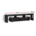 Artiss TV Cabinet 200cm Black Gloss Entertainment Unit RGB LED
