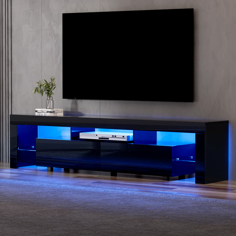 Artiss TV Cabinet 200cm Black Gloss Entertainment Unit RGB LED
