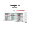 Artiss TV Cabinet Entertainment Unit 145cm White LED Lights