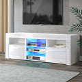 Artiss TV Cabinet Entertainment Unit 145cm White LED Lights
