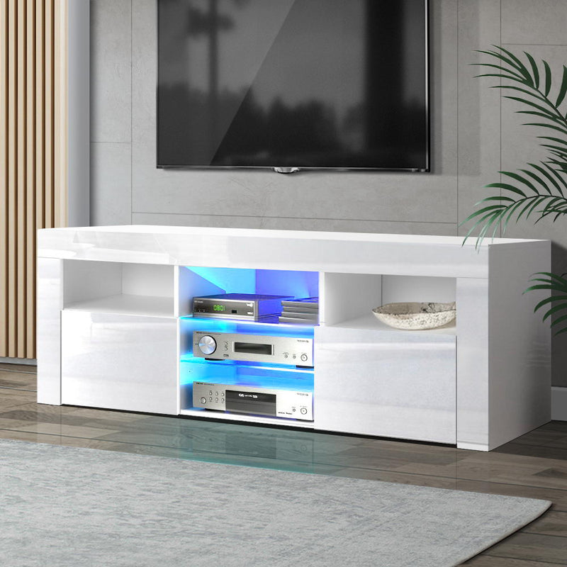 Artiss TV Cabinet Entertainment Unit 145cm White LED Lights