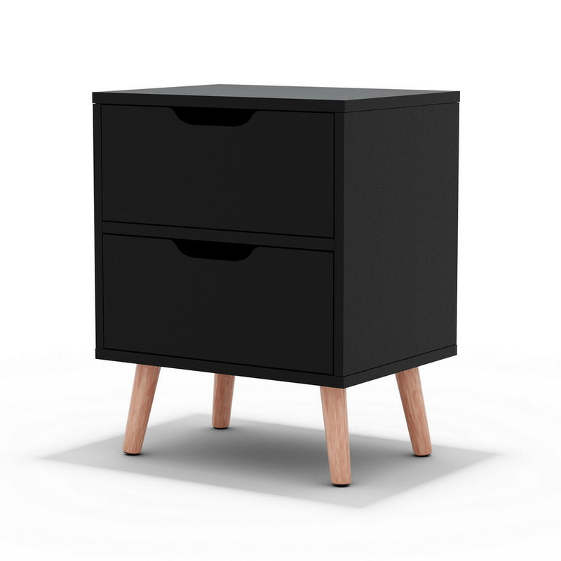 Artiss Bedside Table 2 Drawers Black BODEN
