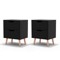 Artiss Bedside Table 2 Drawers Black 2 Pack